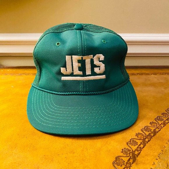 VTG NFL New York Jets Mesh Snapback Green Trucker Hat Macgregor Sports Specialty - Picture 2 of 8